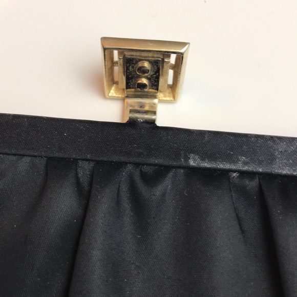 Vintage Black Satin Evening bag with crystal - Picture 3 of 7